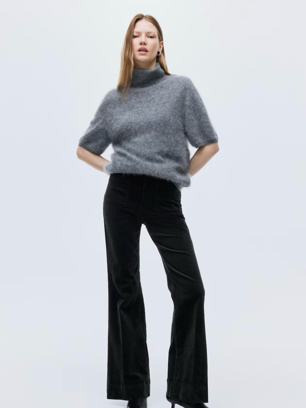 H&M Flared Corduroy Pants – Dark Green – New Without Tags